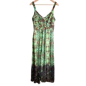 Bethany Abstract Print Sleeveless A-line Dress, Sage Green, size M